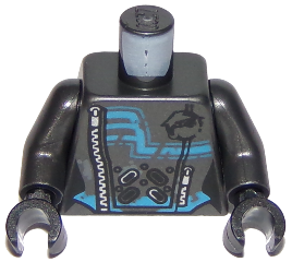 Torso Ninjago Female Suit with Zippers, Vents and Dark Azure Accents Pattern / Pearl Dark Gray Arms / Black Hands