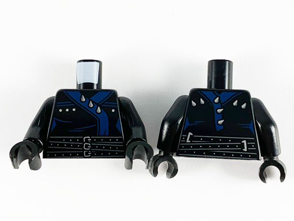 Torso Ninjago Three Belts with Dark Blue Straps with Spikes Pattern / Black Arms / Black Hands