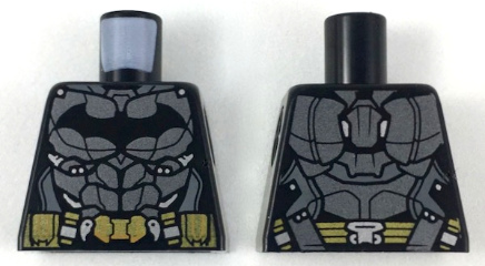 Torso Armor with Black Bat Logo, Pearl Dark Gray Breastplate, Gold Utility Belt Pattern