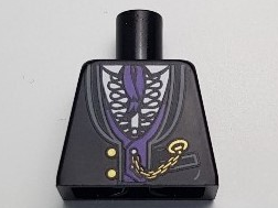 Torso Jacket Formal with White Shirt with Frills, Dark Purple Vest and Cravat, Gold Watch Chain Pattern (BAM)