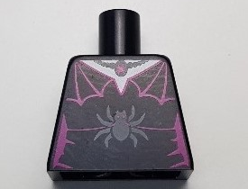 Torso Female Outline with Magenta Spider Web Trim, Necklace, Dark Bluish Gray Spider Pattern (BAM)