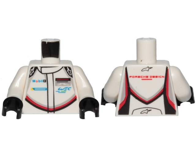 Torso Speed Champions with Mobil 1 and WEC Logo on Front, Porsche Design Logo on Back Pattern / White Arms / Black Hands