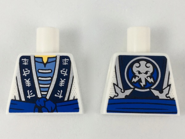 Torso Ninjago Robe with Elemental Logogram, Blue Sash Pattern