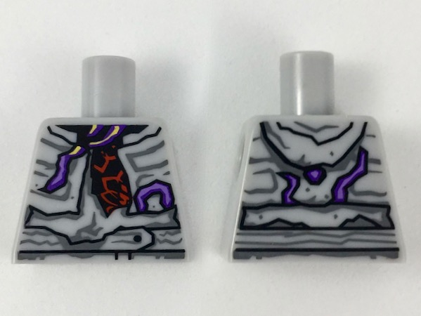 Torso Hoodie Tattered with Dark Bluish Gray Markings over Black and Red Shirt, Dark Purple and Medium Lavender Cracks Pattern