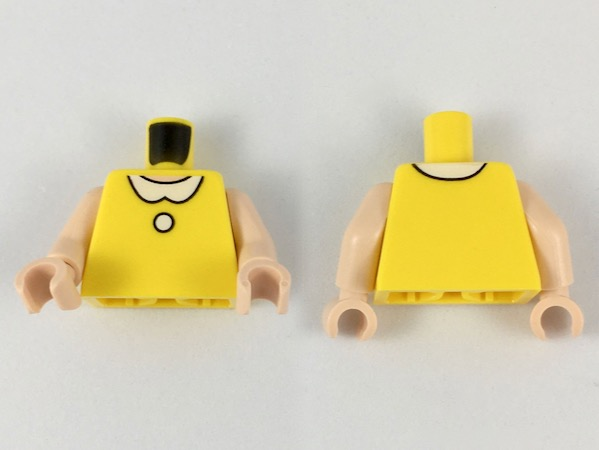 Torso with White Collar and Button Pattern / Light Nougat Arms / Light Nougat Hands