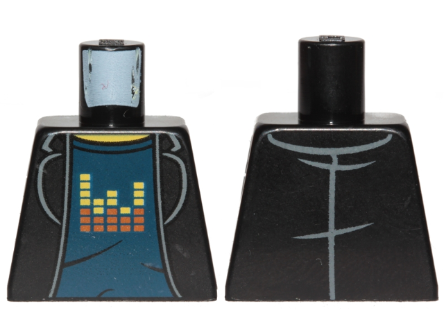 Torso Ninjago Jacket, Dark Blue Undershirt with Red and Yellow Pixels Bars Pattern