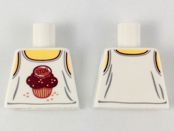 Torso Tank Top with Dark Red 'STUD' on Muffin, Yellow Neck and Shoulders Pattern