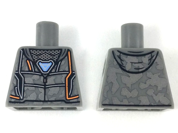 Torso Hoodie with Dark Silver Camouflage and Orange Trim, Triangle Arc Reactor Pattern