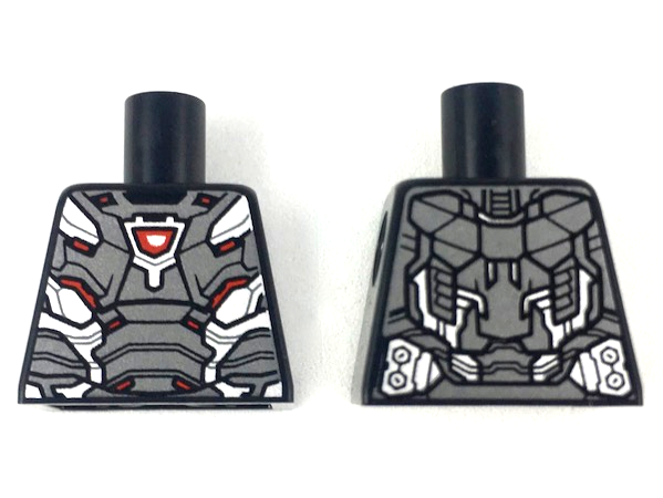 Torso Dark Silver and Silver Armor Plates with Red Trim and Arc Reactor Pattern