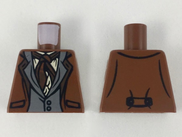 Torso Harry Potter Suit, Dark Bluish Gray Vest, Dark Brown Ascot, Tan Shirt Pattern