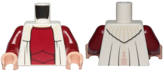Torso SW Robe with Yellow and Red Ornaments over Dark Red Dress Pattern (Leia) / Dark Red Arms / Light Nougat Hands