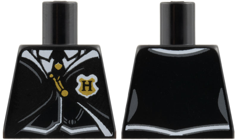 Torso Harry Potter Uniform over Black Vest with Gold Emblem with 'H' Pattern