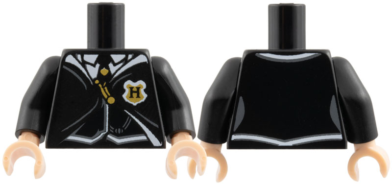 Torso Harry Potter Uniform over Black Vest with Gold Emblem with 'H' Pattern / Black Arms / Light Nougat Hands