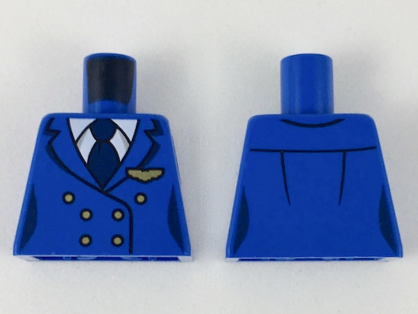 Torso Female Jacket, White Shirt, Dark Blue Tie, Gold Wings Badge and Buttons Pattern