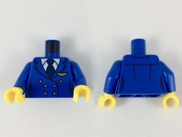 Torso Female Jacket, White Shirt, Dark Blue Tie, Gold Wings Badge and Buttons Pattern / Blue Arms / Yellow Hands