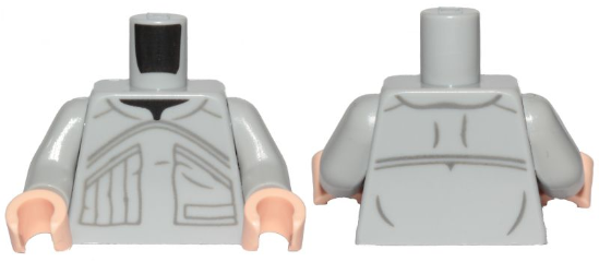 Torso V-Collar Shirt, Pockets Pattern (SW Ugnaught) / Light Bluish Gray Arms / Light Nougat Hands