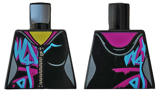 Torso Female Hoodie with Zipper, Magenta and Medium Azure Markings Pattern