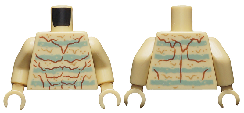 Torso Spider-Man Reddish Brown Muscles Outline and Sand Green Stripes Pattern (Sandman) / Tan Arms / Tan Hands