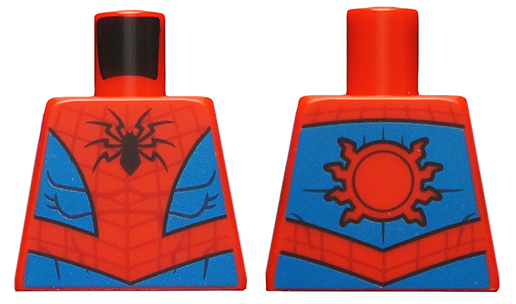 Torso Spider-Man Costume 10 Black Spider, Dark Red Webbing, Blue Vest and Belt Pattern