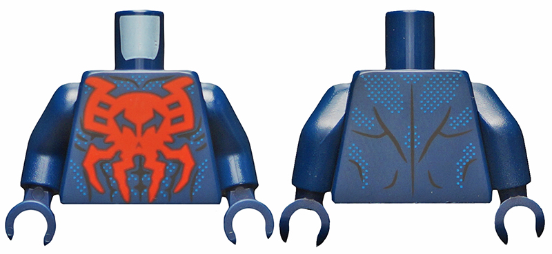 Torso Spider-Man Costume Large Red Spider and Black Muscles Outline Pattern / Dark Blue Arms / Dark Blue Hands