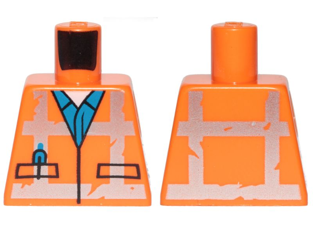 Torso Safety Vest with Reflective Worn Crossed Stripes over Blue Shirt Pattern