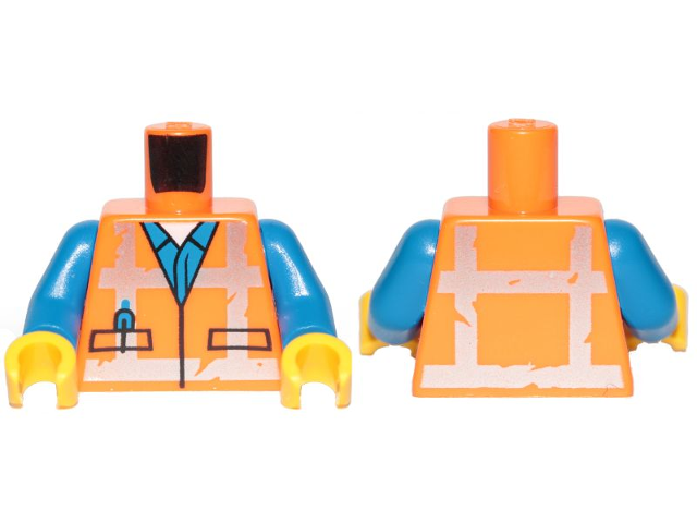 Torso Safety Vest with Reflective Worn Crossed Stripes over Blue Shirt Pattern / Blue Arms / Yellow Hands