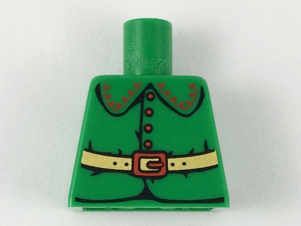 Torso Rounded Collar, 4 Red Buttons and Gold Belt with Red Buckle Pattern (BAM)