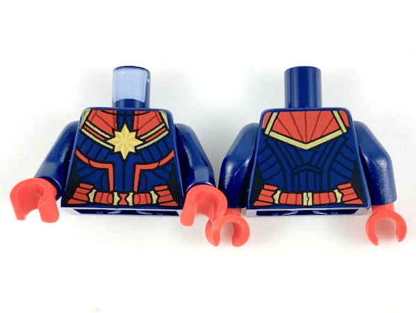 Torso Female Outline with Gold 8-Point Star and Red Collar and Belt Pattern / Dark Blue Arms / Red Hands