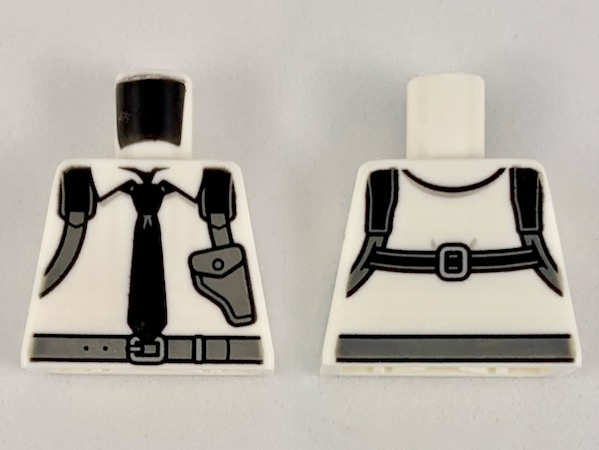 Torso Shirt with Black Tie and Dark Bluish Gray Shoulder Holster Pattern