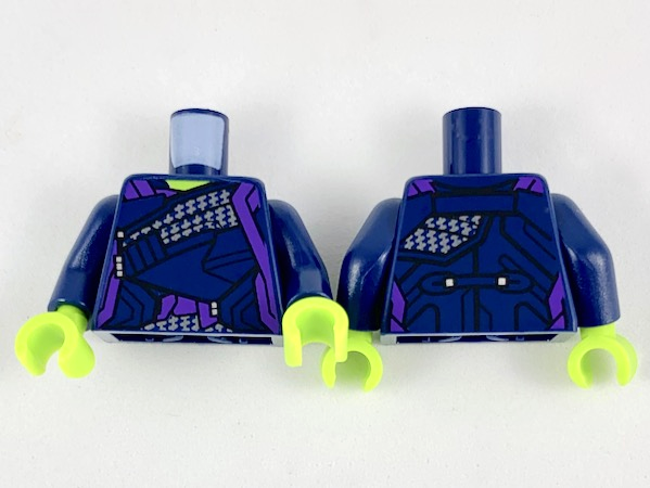 Torso Robes with Diagonal Sash and Dark Purple Trim Pattern / Dark Blue Arms / Lime Hands