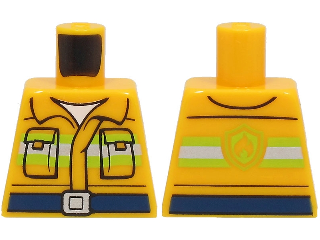 Torso Fire Reflective Stripes with Pockets, Dark Blue Belt, and Fire Logo on Back Pattern