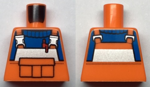 Torso Construction with Reflective Stripe and Buckles, Front Pouch and Red Pen, Blue Shirt Pattern