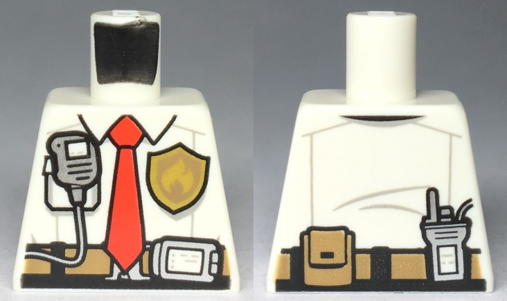 Torso Fire Chief Shirt with Tie, Fire Logo Badge and Belt with Pouch and Radio Pattern