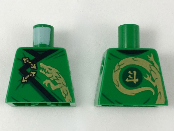 Torso Ninjago Robe with Black Hem, Gold Clasps and Dragon Head Pattern