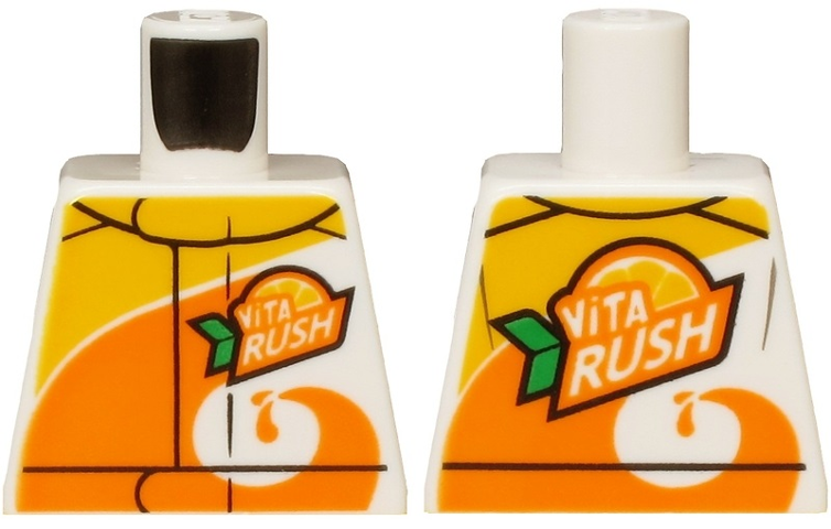 Torso Jacket with Orange Spiral, 'ViTA RUSH' Logo Pattern on Front and Back