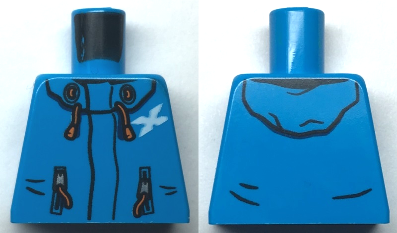 Torso Jacket with Hood, White Letter X, Orange Zippers and Drawstrings Pattern