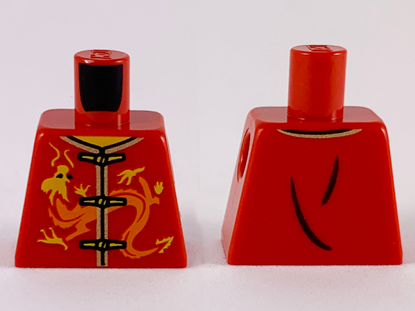 Torso Robe with Orange and Yellow Dragon, Gold Trim and 3 Clasps Pattern