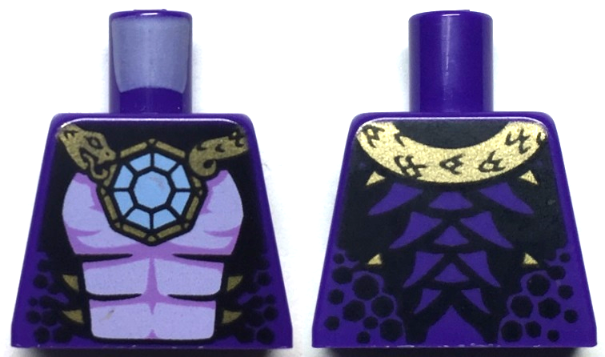 Torso Ninjago Snake with Light Blue Gem and Black Scales with Gold Spikes Pattern (Pythor)