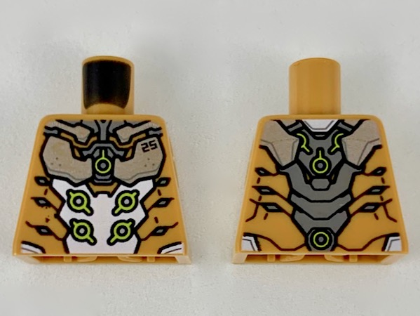 Torso Armor, Silver Plates with Black '25', White Front Panel with 4 Lime Circles Pattern