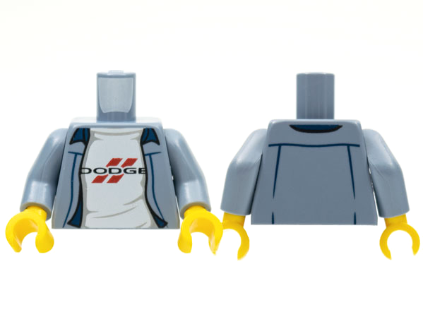 Torso Jacket with Dodge Logo on White Rumpled Shirt Pattern / Sand Blue Arms / Yellow Hands
