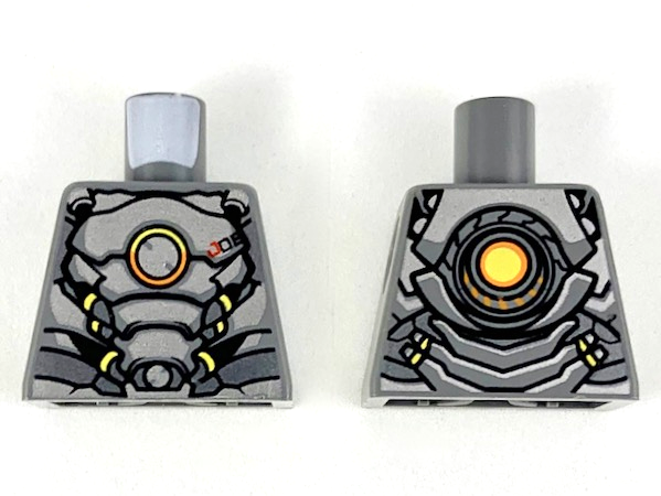 Torso Silver Plate Armor, Orange and Yellow Circle, Yellow Highlights Pattern