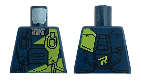 Torso Spacesuit with Lime 'R' and Stripe over Reflective Shirt Pattern