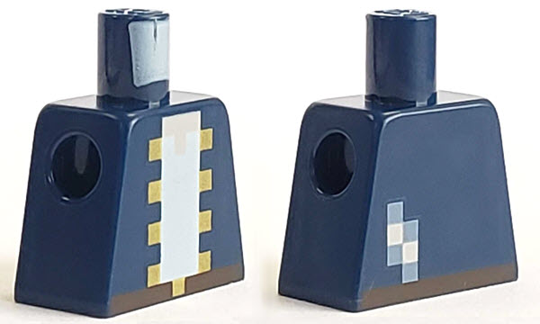 Torso Pixelated Blue Jacket with Yellow Trim over White Shirt and Black Belt with Buckle Pattern