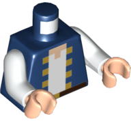 Torso Pixelated Blue Jacket with Yellow Trim over White Shirt and Black Belt with Buckle Pattern / White Arms / Light Nougat Hands