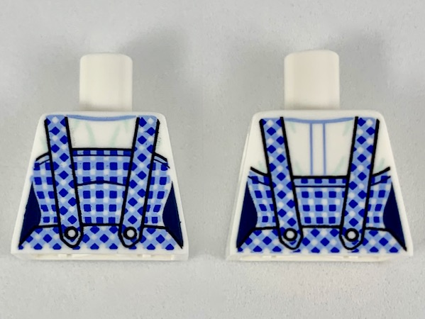 Torso Female with Dark Blue and Bright Light Blue Gingham Dress Pattern