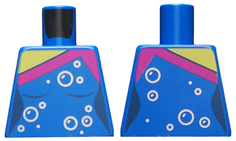 Torso Female Top, Magenta Trim, Silver Bubbles Pattern