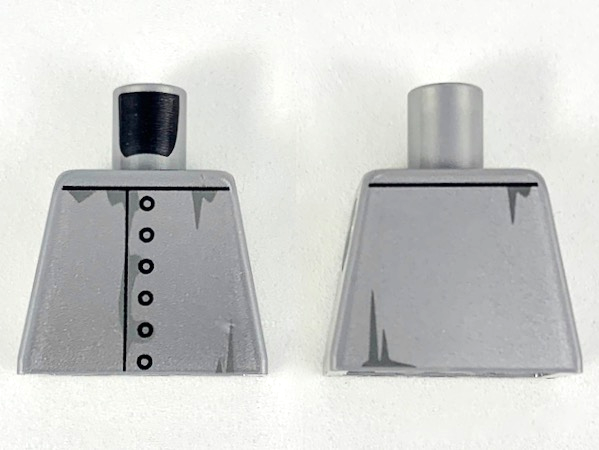 Torso Silver Paint, Rivets, Dark Bluish Gray Smudges Pattern