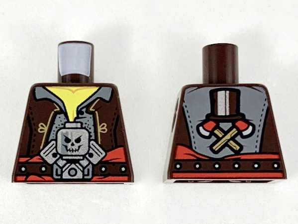 Torso Vest, Dark Bluish Gray Shirt, Silver Minifigure Skull Pattern