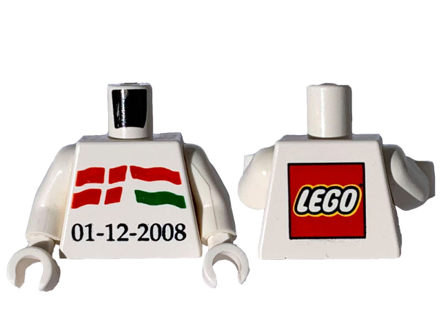 Torso LEGO Nyíregyháza '01-12-2008' with Danish and Hungarian Flag Pattern / White Arms / White Hands