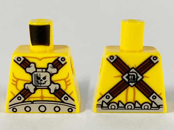 Torso Muscles Outline, Cross Straps, Silver Belt, Buckles, Head, Crossbones Pattern